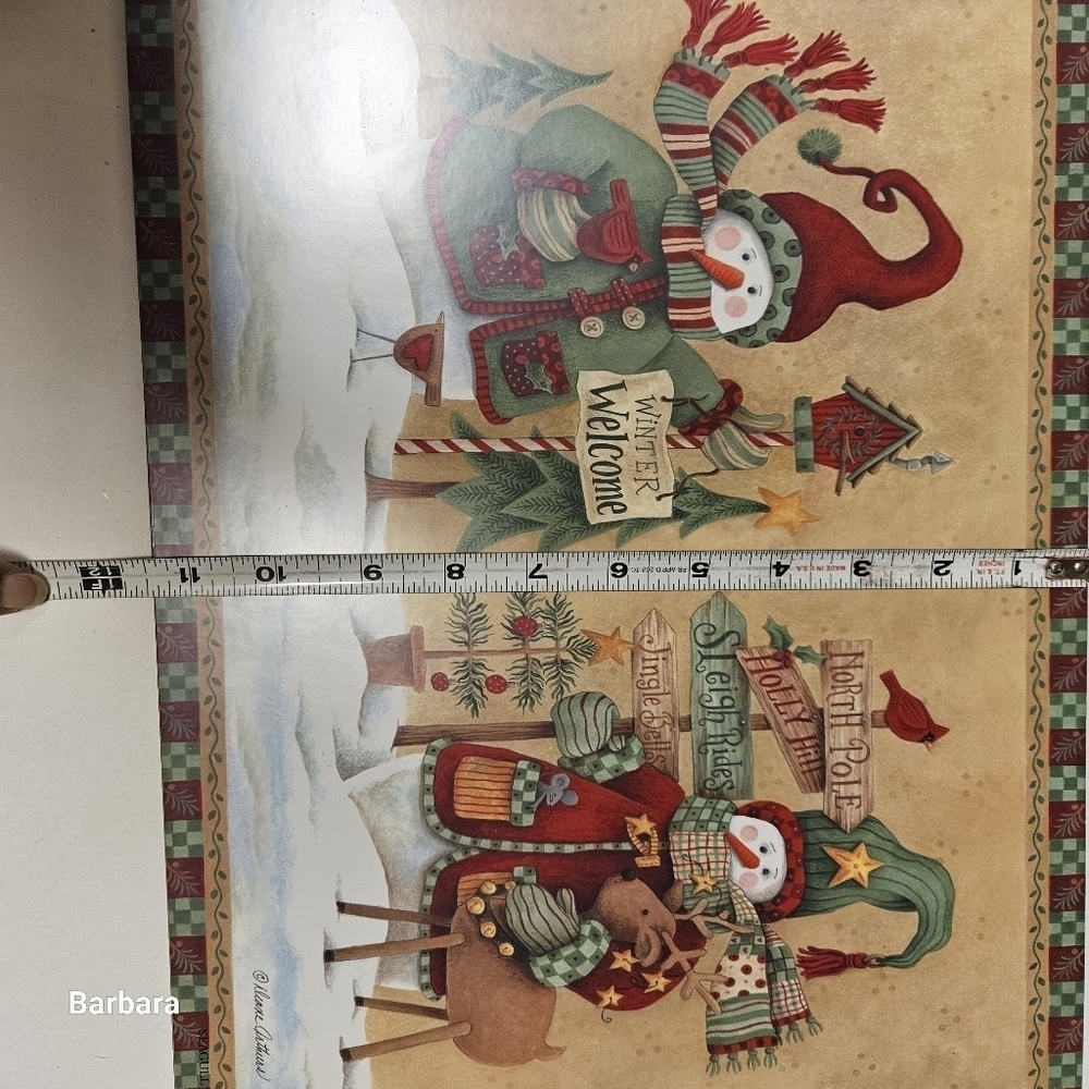 Vintage 5-Piece Set Christmas Snowmen Cork Backing Placemats - Picture 5 of 5